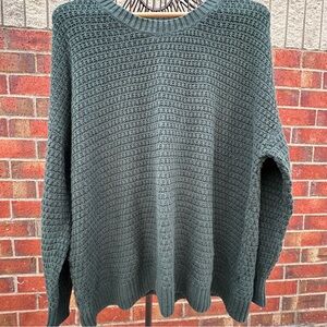 Old Navy Tunic-Length Green Crewneck Sweater Textured Knit Loose-Fit Casual XL